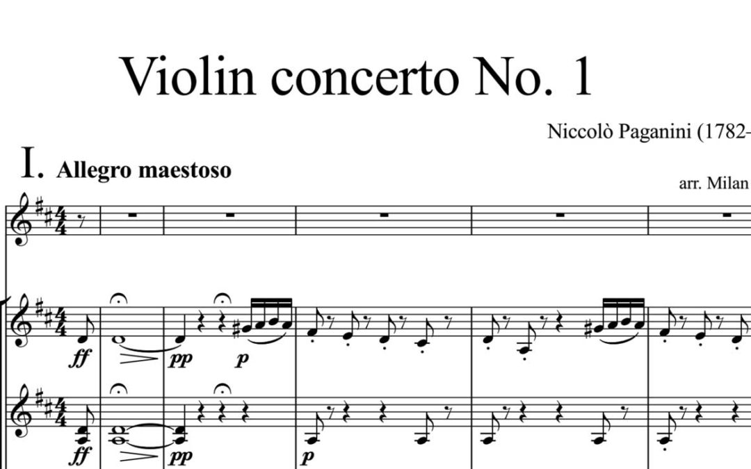 Paganini, Violin Concerto No. 1, arr. for string orch.